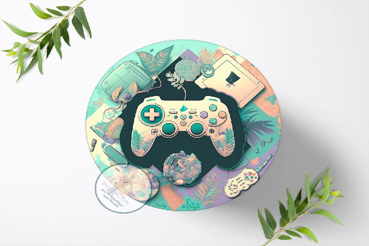 Gaming Tortenaufleger mit Wunschnamen, Ø 20cm, 1240z